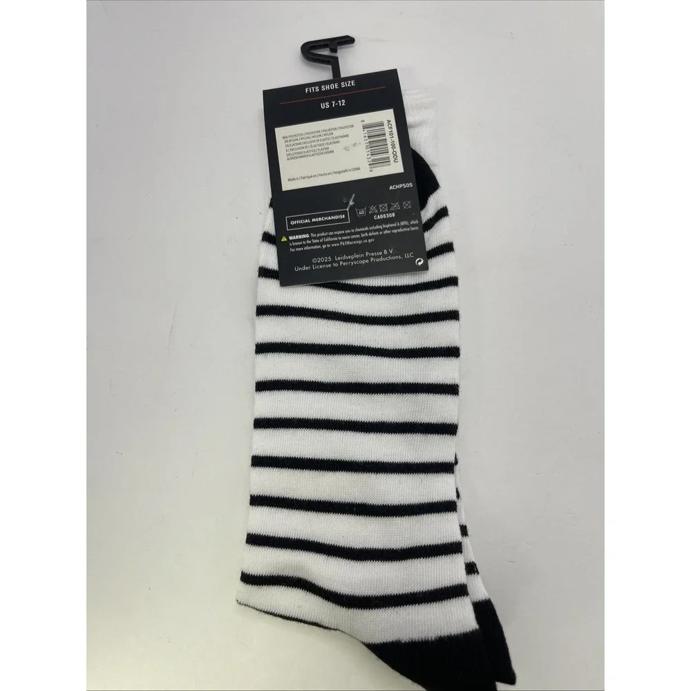 AC DC Socks Black And White Stripes‎ Novelty Gift Rock And Roll Adult 7-12 Size
